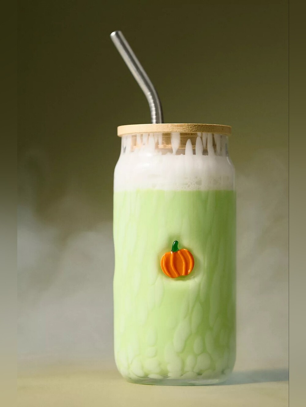 Anthropologie Mystic Confetti Icon Juice Glass Tumbler with Lid Pumpkin